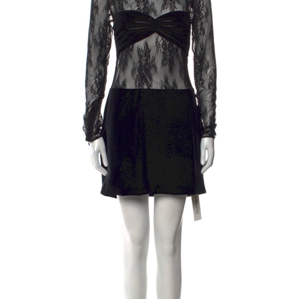 Retrofete Black Lace Long Sleeve Dress
